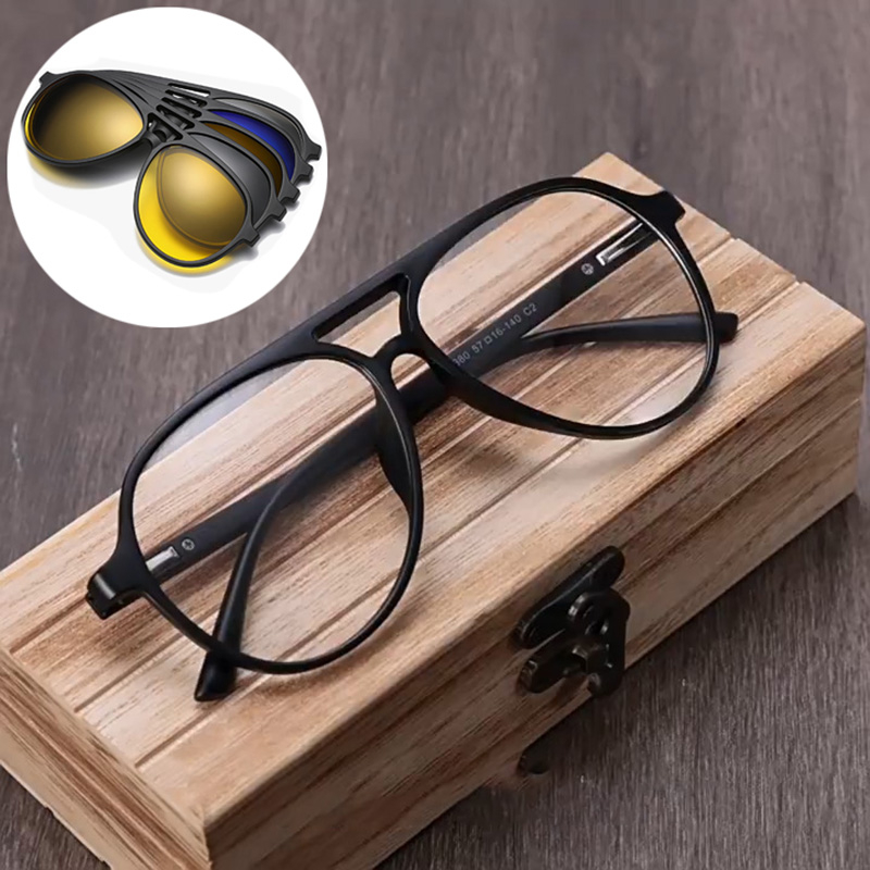 6 IN 1 Clip Glasses Polarized Gray Sunglasses
