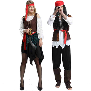 Pirate Wig Halloween Masquerade stage performance Cosplay Accessories Captain  Hook Captain Jack Wig Headscarf eye patch