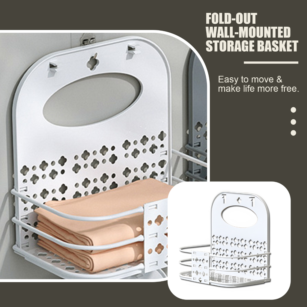 Collapsible Laundry Basket, with Carry Handle SpaceSaving Wall Hanging