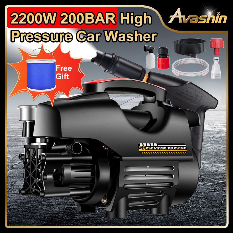 AVASHIN 3600W 200Bar Car High Pressure Washer with Water Pressure Gauge