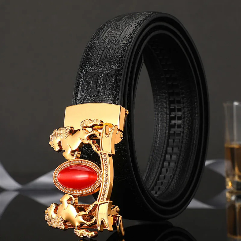 Men's Fashion Trend Double Horse Colored Stone Personalized Pattern ...