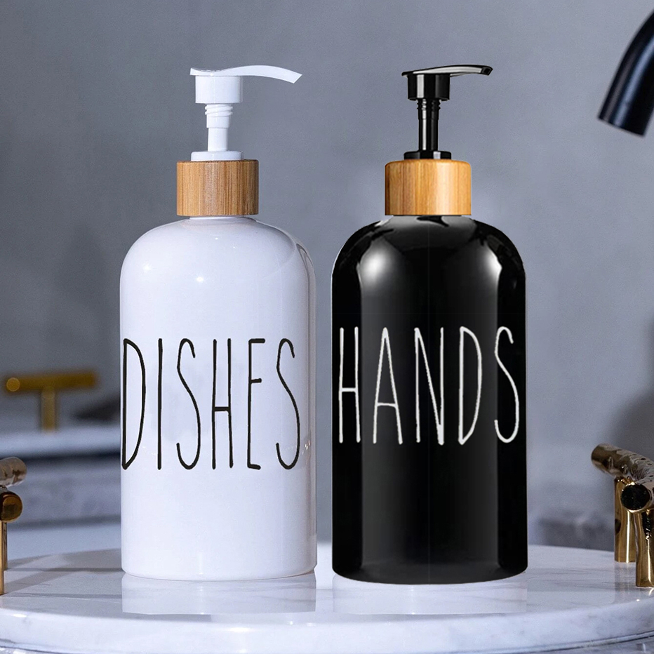Kitchen Soap Dispenser Set Dish and Hand Soap Bottles Farmhouse Hand