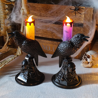 4 Pack LED Halloween Gothic Candle Holder With 3 Heads Flameless