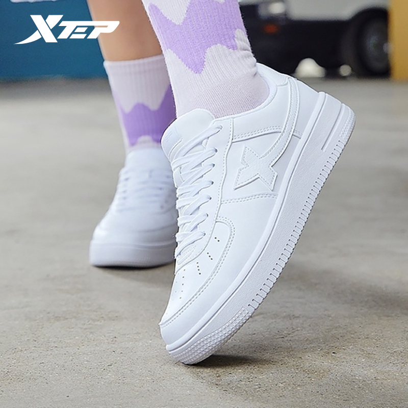 XTEP Women Sports Shoes White Shoes Fashion Classic Comfortable Fashion  Cushioning Durability Wear-resistant Air Force