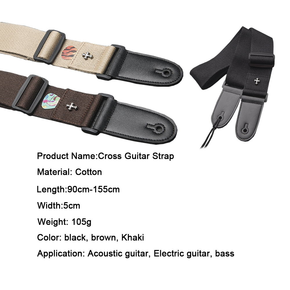 Musiin Sangle De Guitare Classique Noire Et Rouge - Pour Guitare Électrique, Acoustique Et Basse