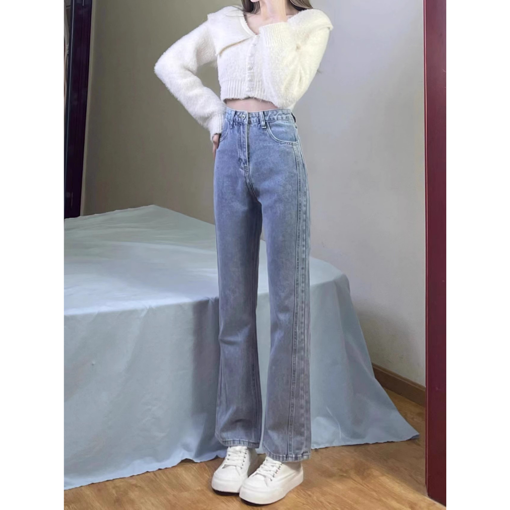 XIAOZHAINV Korean version of fashionable high waisted straight leg ...