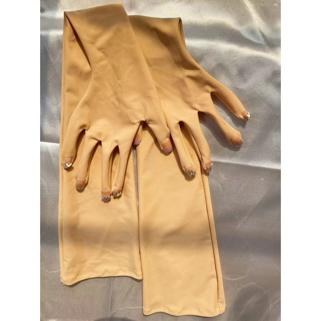 Crossdress Cosplay Female And Male Fleshpink Flesh Kigurumi Zentai Skin Long Gloves With Nails