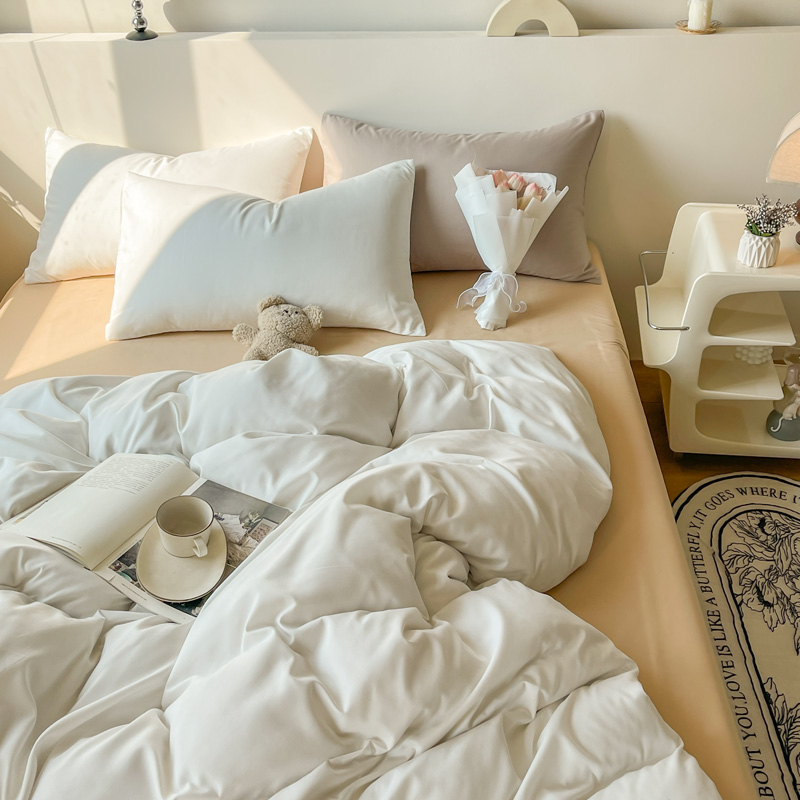 Bedding Set】4 IN Bedding Sets Simple Japanese Style Solid Color