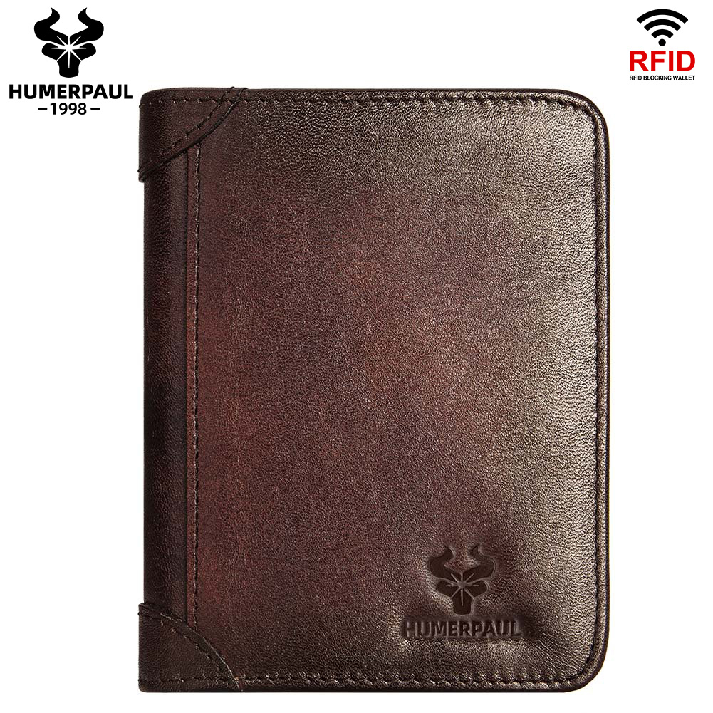 HUMERPAUL Men For Wallet Men Wallet Coin Purse Cow Leather Double Fold