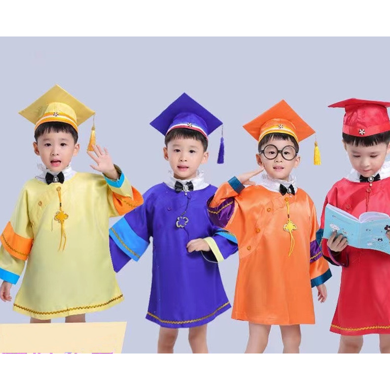 Graduation Kids Gown Cap Children Bachelor Robe Caps School Academic