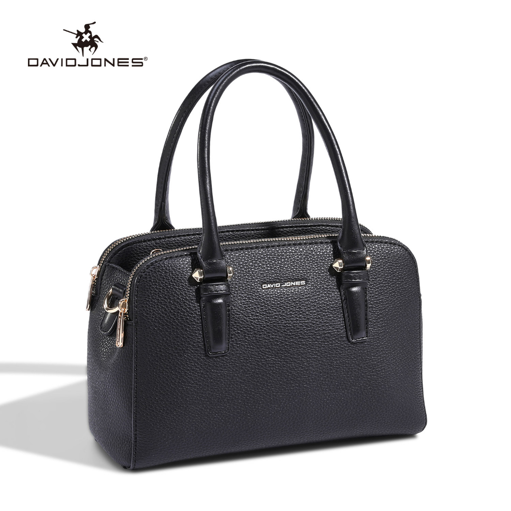 David Jones PU Leather Handbag Sleek Durable Everyday Tote