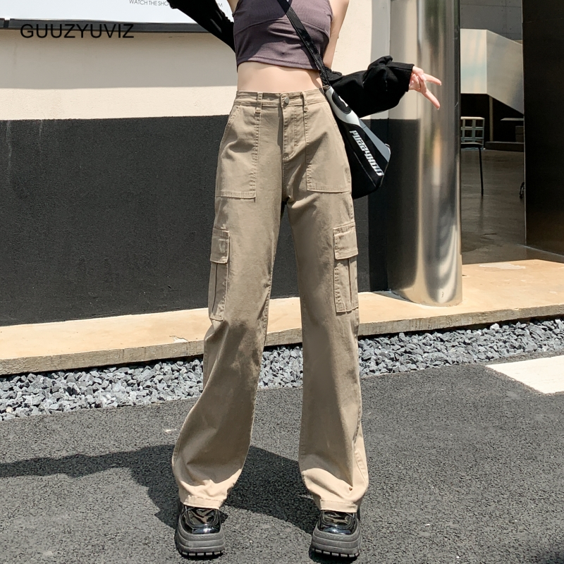 Women's Cargo Pants 2023 New Korean Fashion High Waisted Multiple