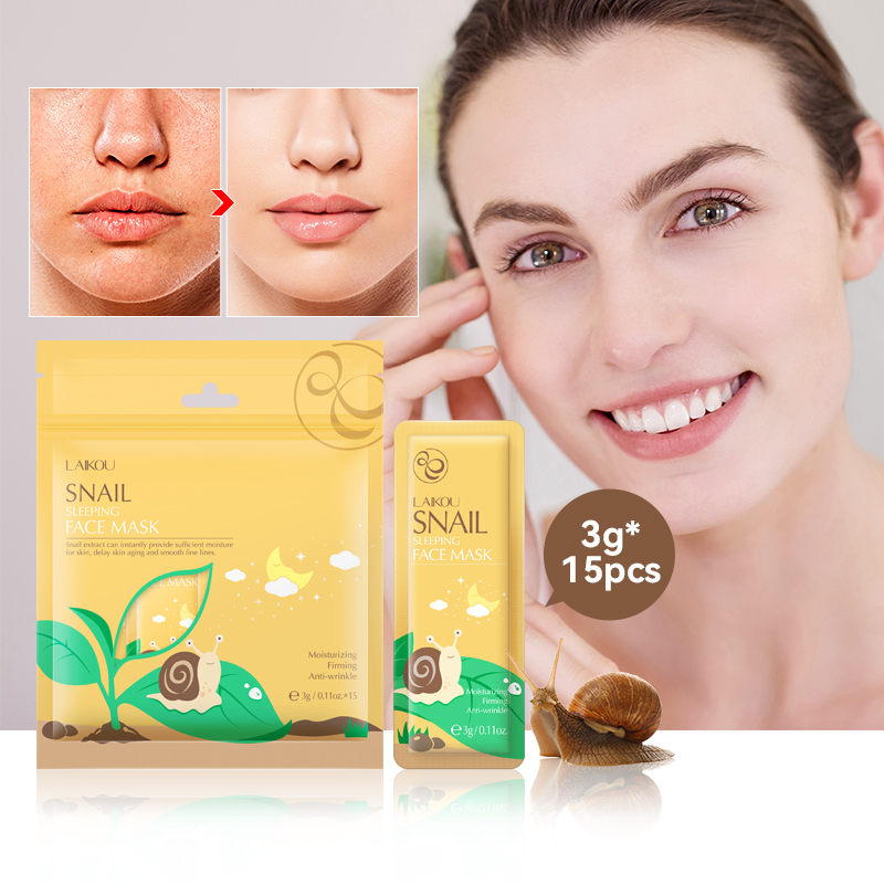 LAIKOU Snail Extract Face Sleeping Mask Reduce Spots Wrinkles Lifting ...