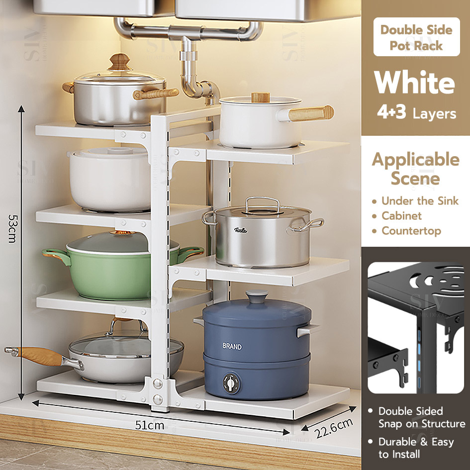 Uliance 25 Tiers Adjustable Pot and Pan Rack Organizer Rak Bawah Sinki