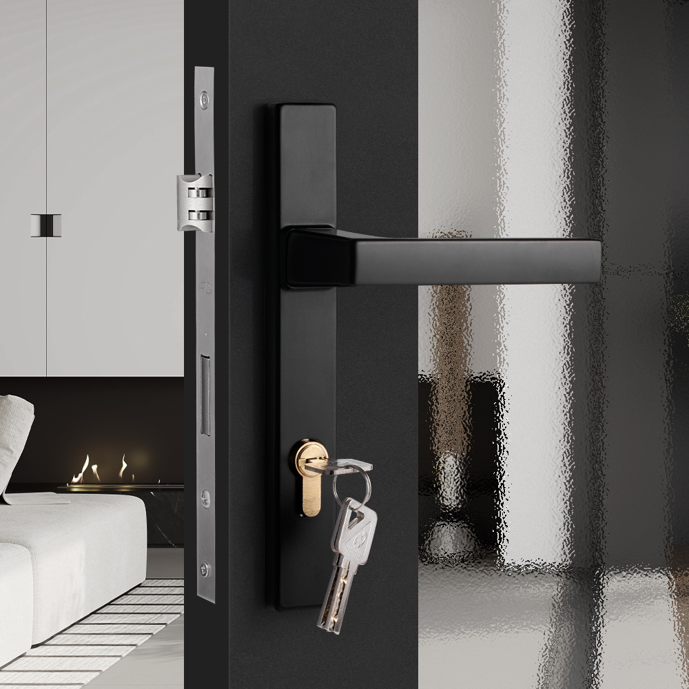 tombol pintu Black Door Handle Broken bridge Aluminum Door Lock for