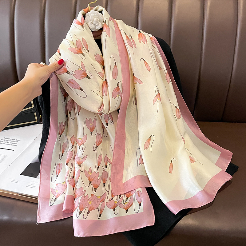 Luxury Brand New Summer Women Silk Scarf Beach Hijab Shawls And Wraps Female Foulard Long 0933