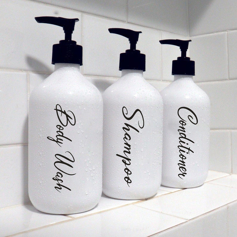 Refillable Shampoo Shower Gel Conditioner Dispenser Empty Bottles with