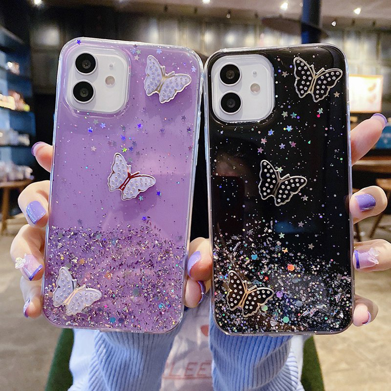Glitter Case Vivo Y16 Y35 Y02s V23e V25 V23 Pro Luxury 3D Butterfly Soft Silicone Bling Glitter