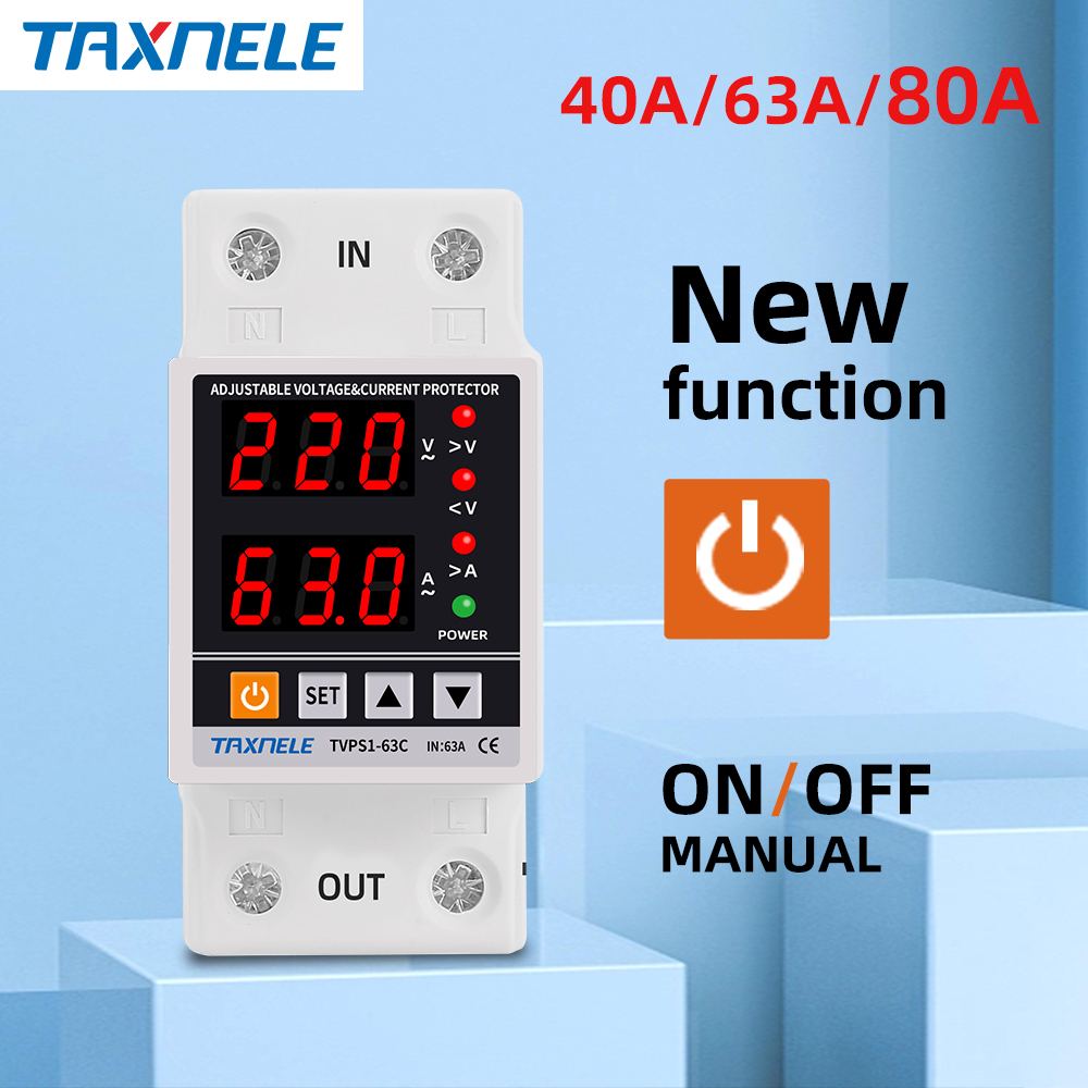 Dual Display 40A 63A 230V Din Rail Adjustable digital Over Under ...