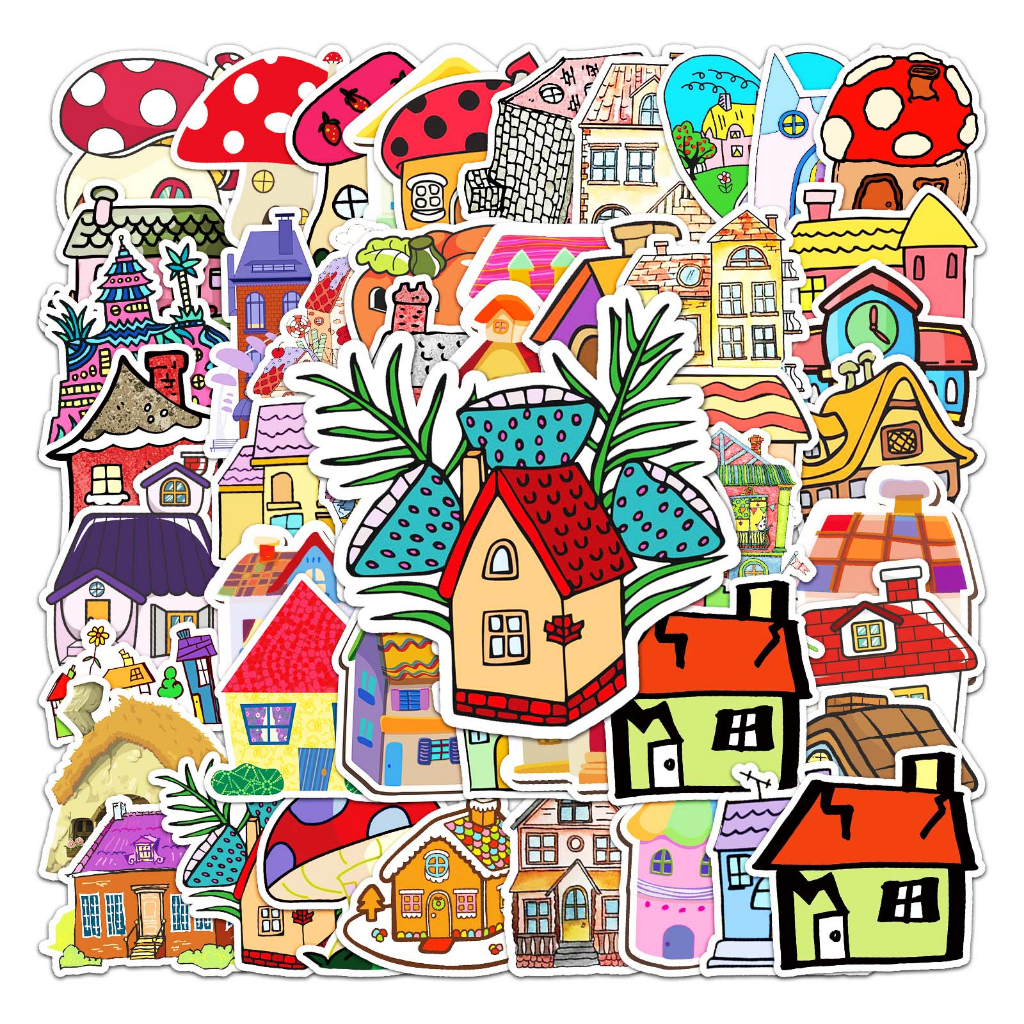 50pcs Cute House Creative Stickers For Phones/Laptops/Water Cup/Guitar ...