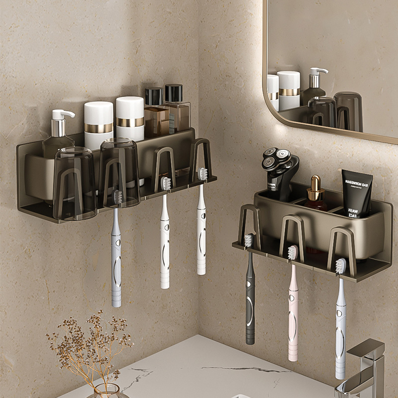 GCGJ Bathroom wall-mounted toothbrush holder Bathroom rack Metal ...