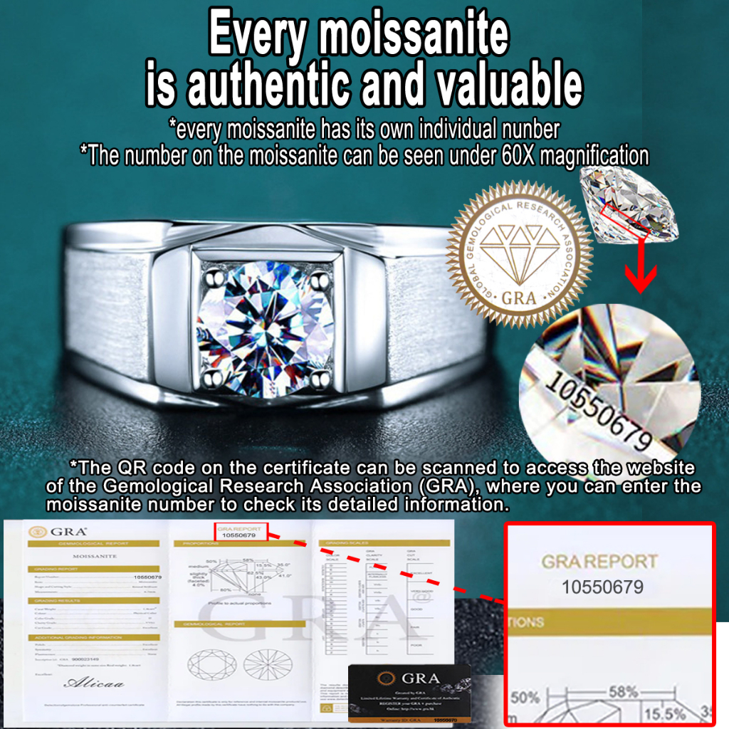 【S925 Pure Silver Plated with 18K Platinum】【Real Moissanite Ring with ...