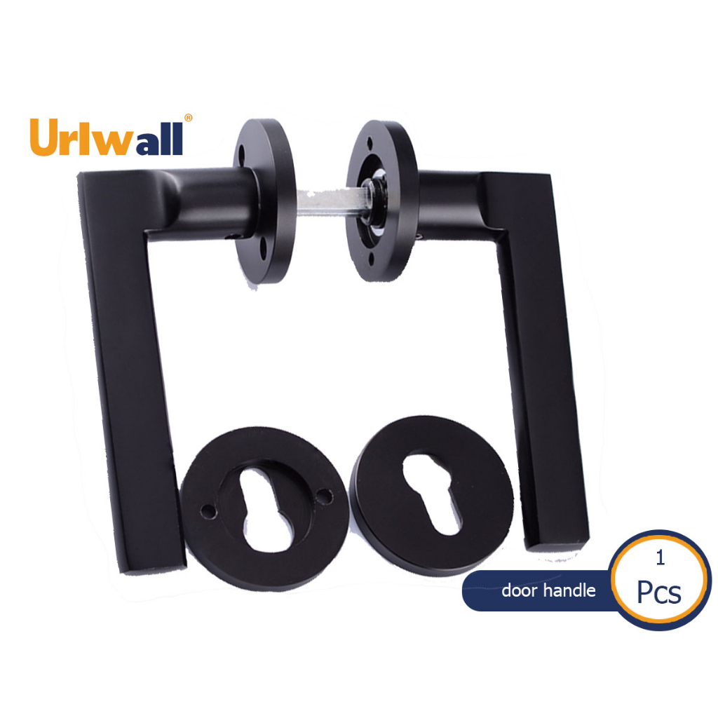 Urlwall Black Space Aluminum Polished Door Handles&Lock Cylinder Dual Latch with Keys Shopee