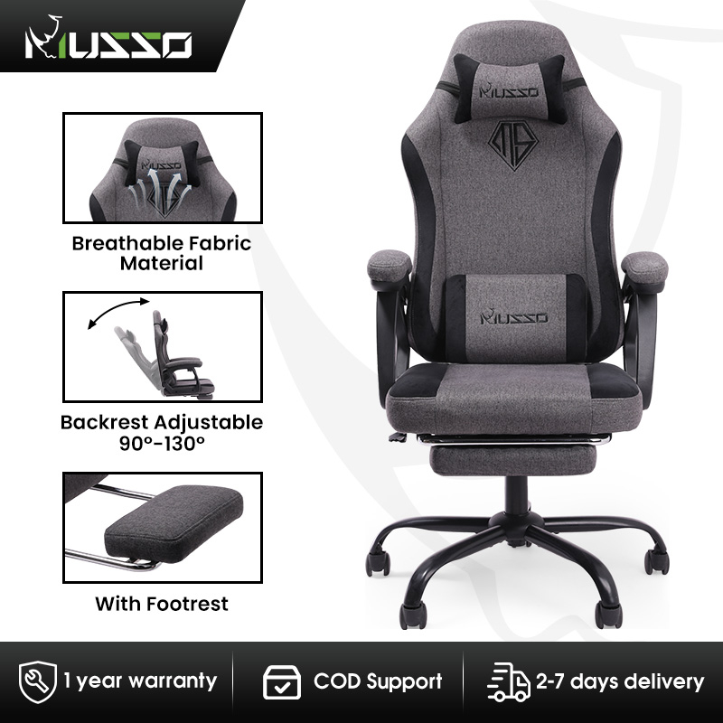 MUSSO Navigator Series Model 2 Fabric Gaming Chair Steel Leg Adjustable Ergonomic Chair Swivel