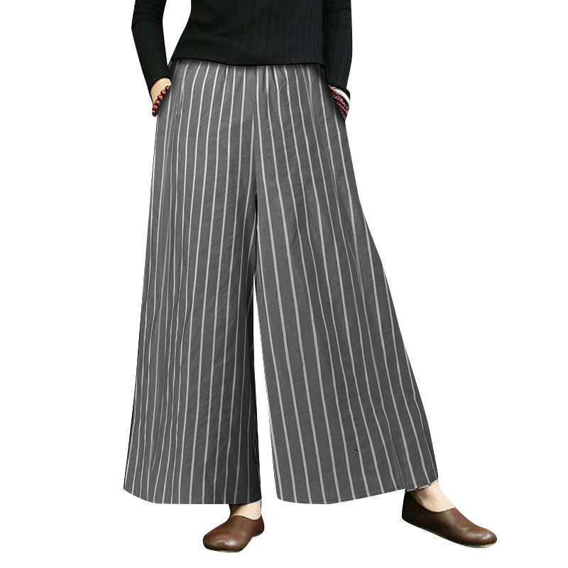 ZANZEA Women's Trousers Summer Loose High Waist Palazzo Pants Wide