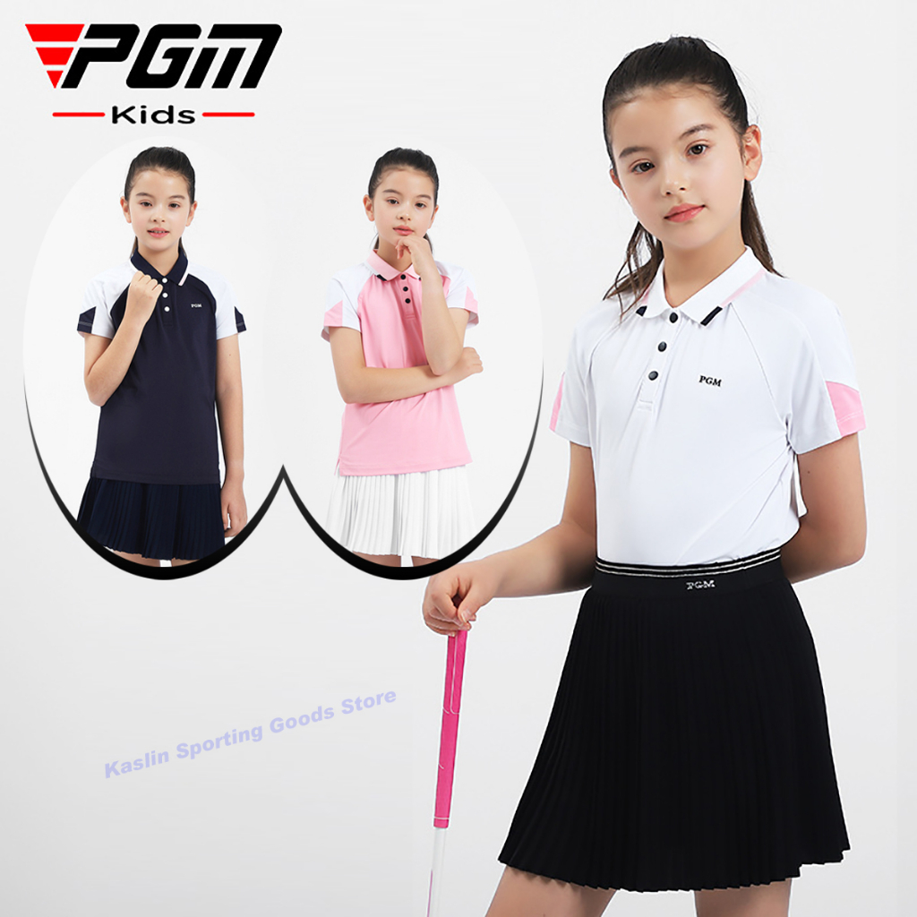 PGM children's golf clothing Girls summer sports short sleeve T shirt