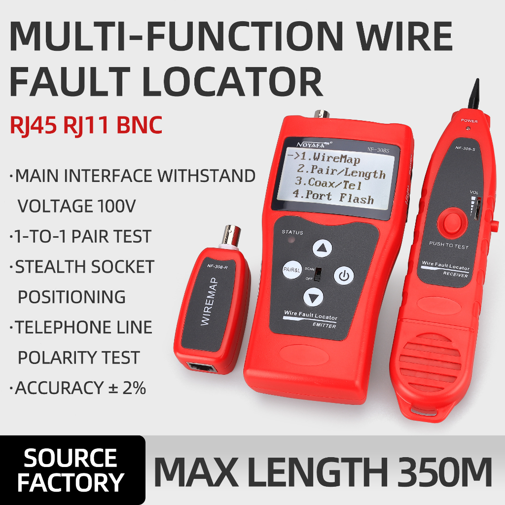 NF-308S LCD RJ11 RJ45 LAN Ethernet Network Cable Wire Fault Locator ...