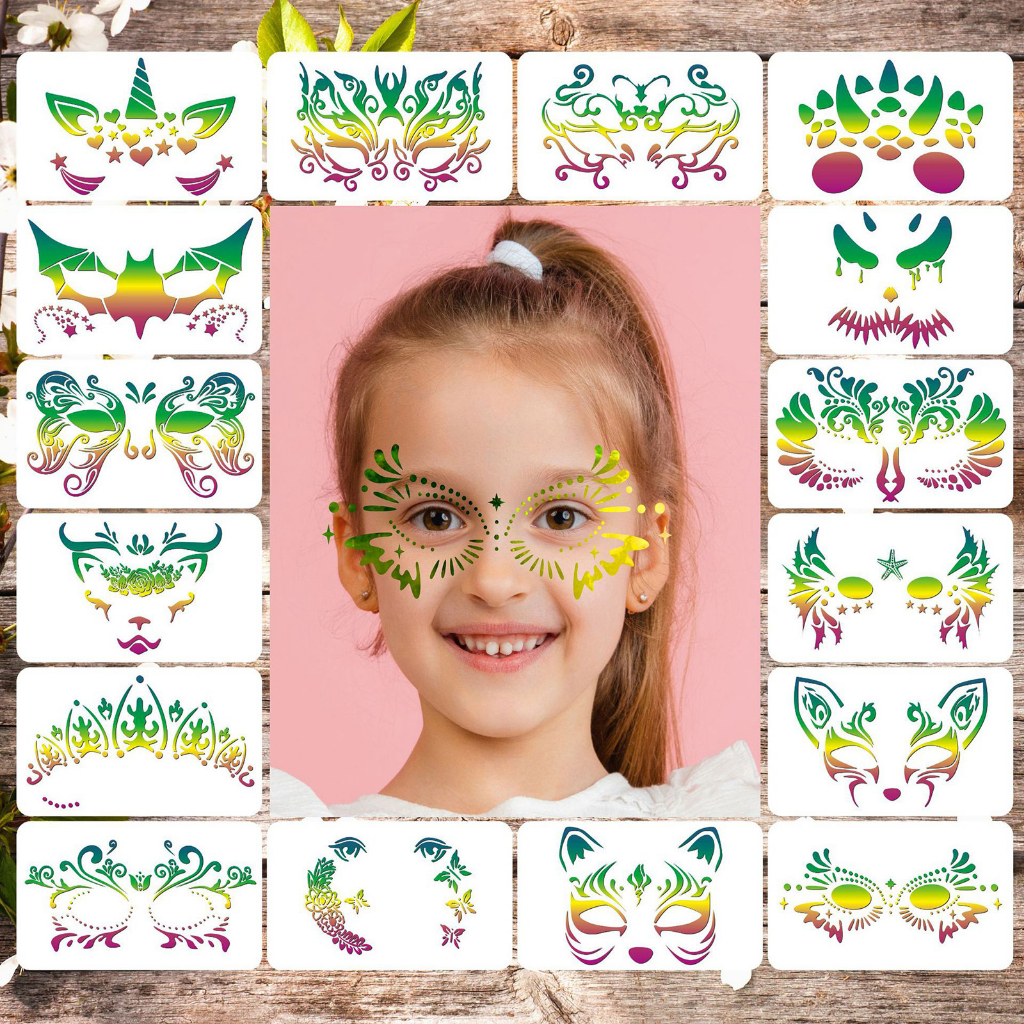 [COD] Face Paint Stencils for Kids Design Tools Face Painting Makeup ...