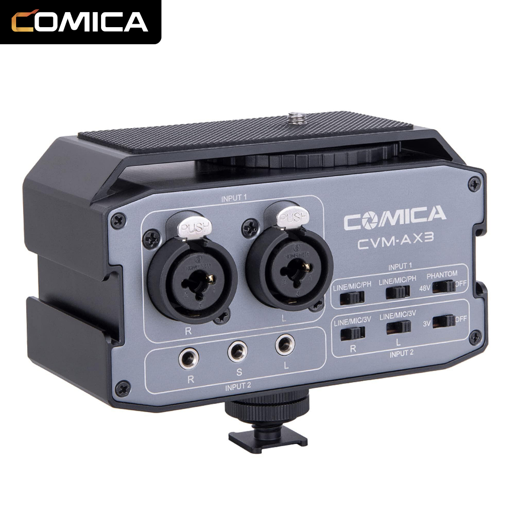 XLR Audio Mixer, Comica CVMAX3 Dual XLR/6.35mm/3.5mm Video Audio Mixer