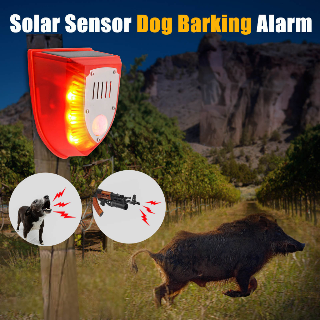 【Dog Barking】Solar Alarm Lamp Timer Sound Alert Flash Warning Sound ...