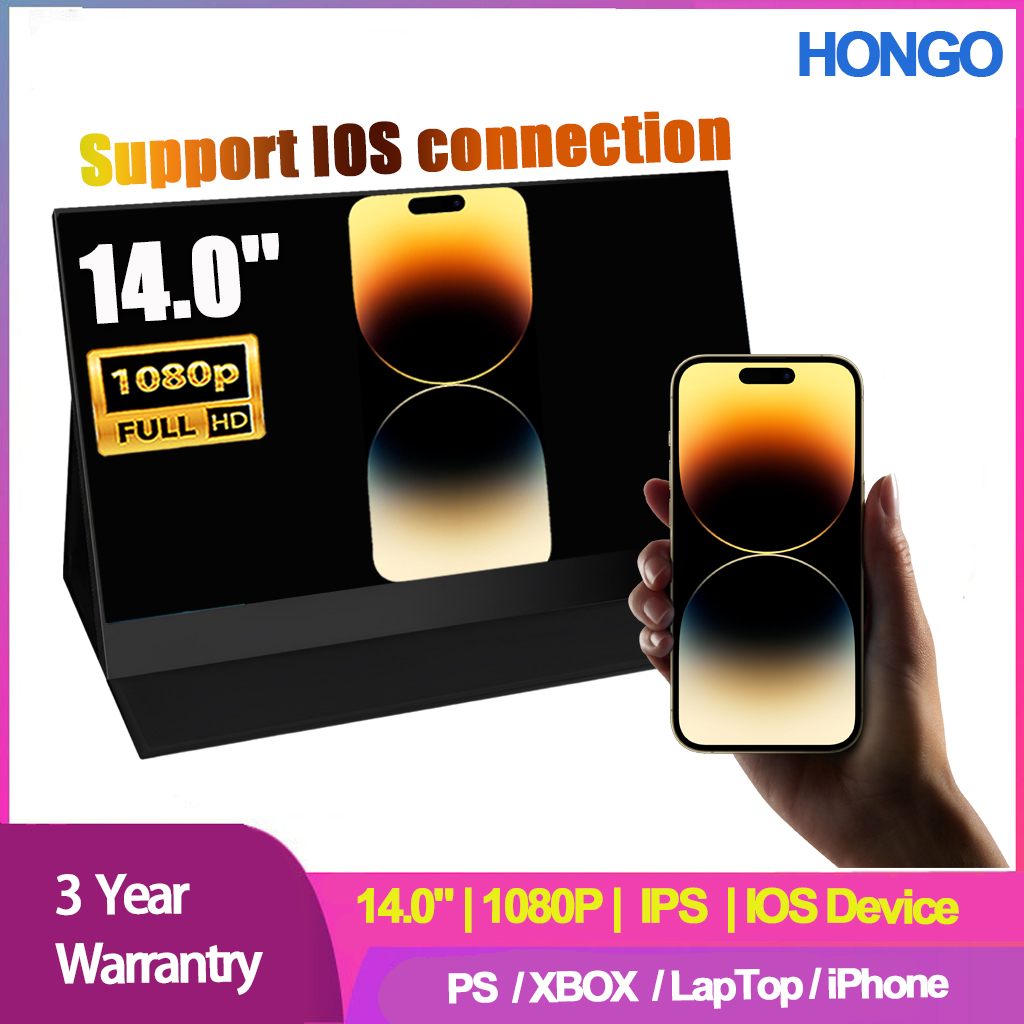 HONGO 14inch 1080P Portable Monitor IOS Device IPS 100sRGB UBS Typec