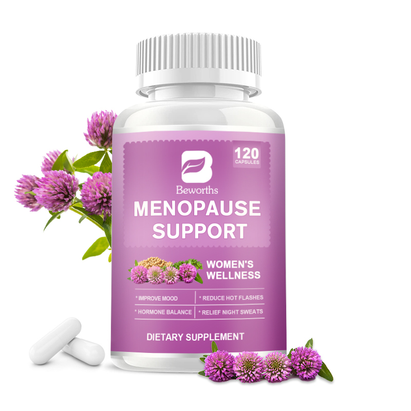 Beworths Menopause Hard capsules Contains Vitamins B2 B6 D3 Black
