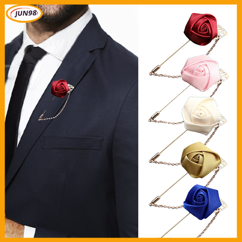 Men Suit Lapel Brooch Multicolor Rose Flower Golden Leaf Brooch Fashion  Gift Corsage Accessories | Shopee Malaysia