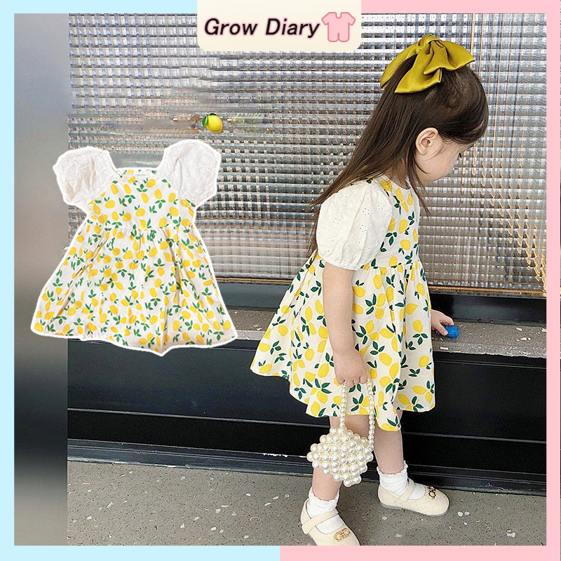 1 6 Years Baby Girls Dress Korean Style Short Sleeve Dress Cotton Fashion Summer Wear Shopee Malaysia