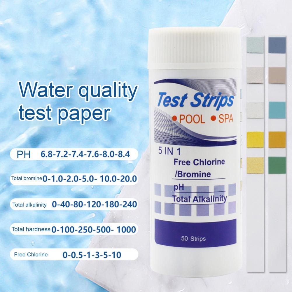 1 Set Pool Test Strip High Accuracy 5 in 1 Residual Chlorine PH Value
