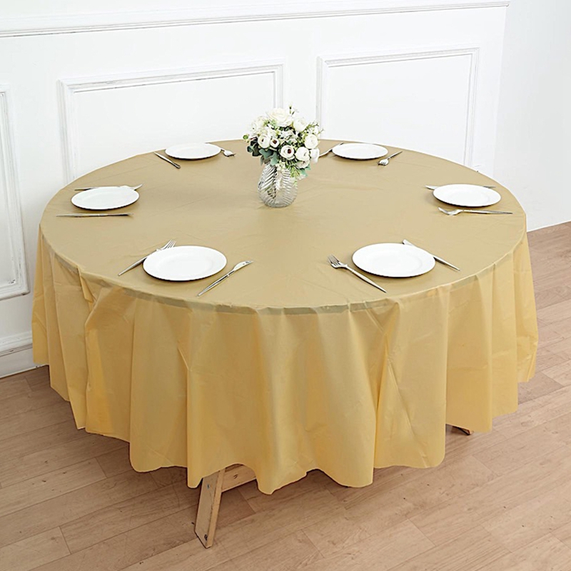 213cm Round Solid Cloth Table Flag Solid Tablecloth Disposable Plastic