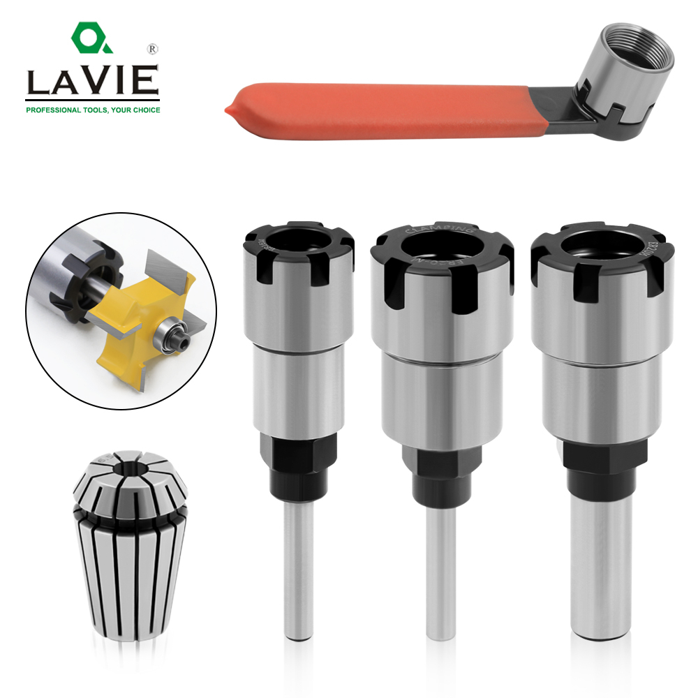 3pcs Router Collet Extension Router Bit Collet Extension and Trimming Cutting Engraving Machine Extender Woodworking Chuck Holder Milling Cutter 1/4