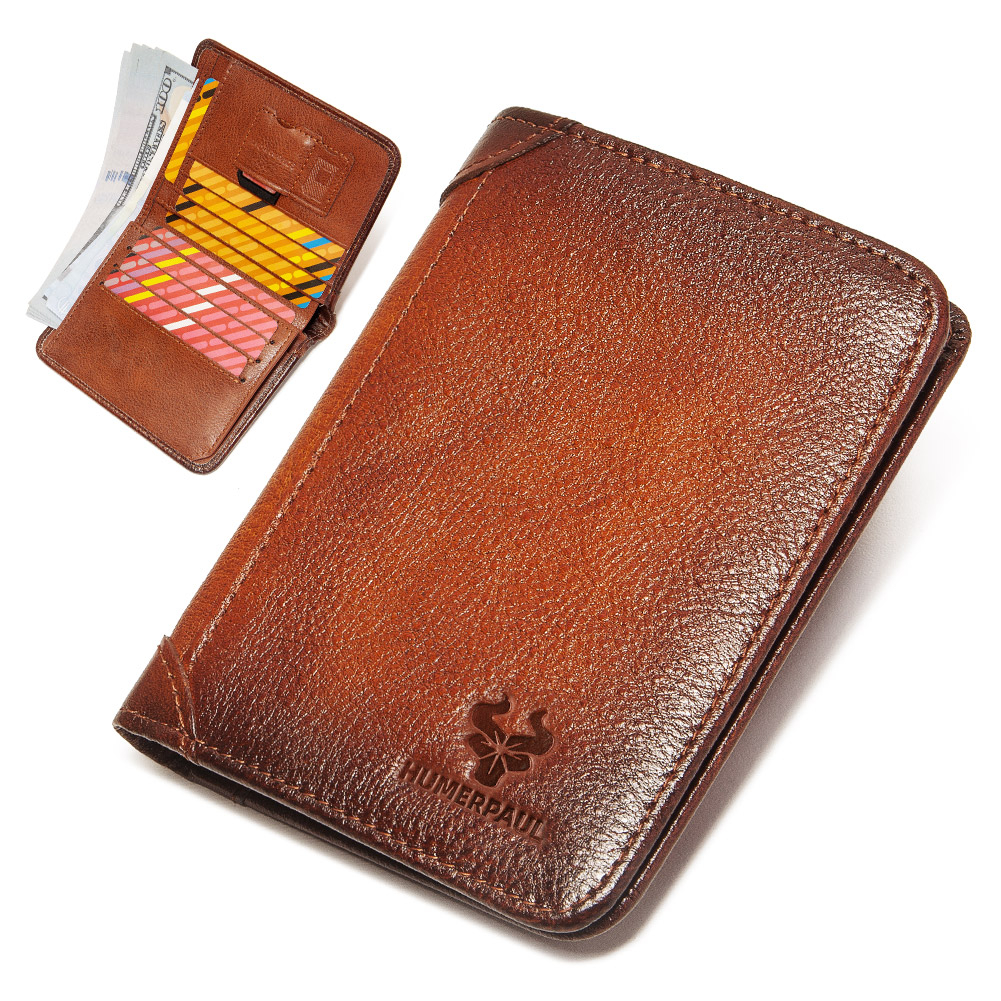 HUMERPAUL Men For Wallet Men Wallet Coin Purse Cow Leather Double Fold