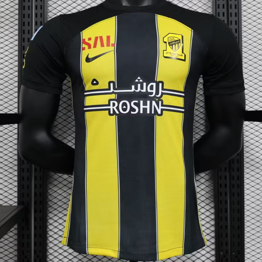 23/24 Al Ittihad(KSA) Benzema Home Soccer Jersey Mens Black Yellow