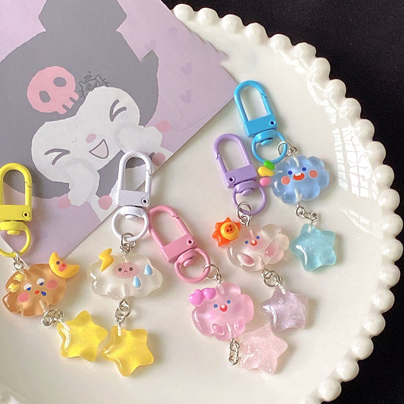 Ins Cloud Keychain Sparkling Star Nebula Key Chain Scool Bag Pendants ...