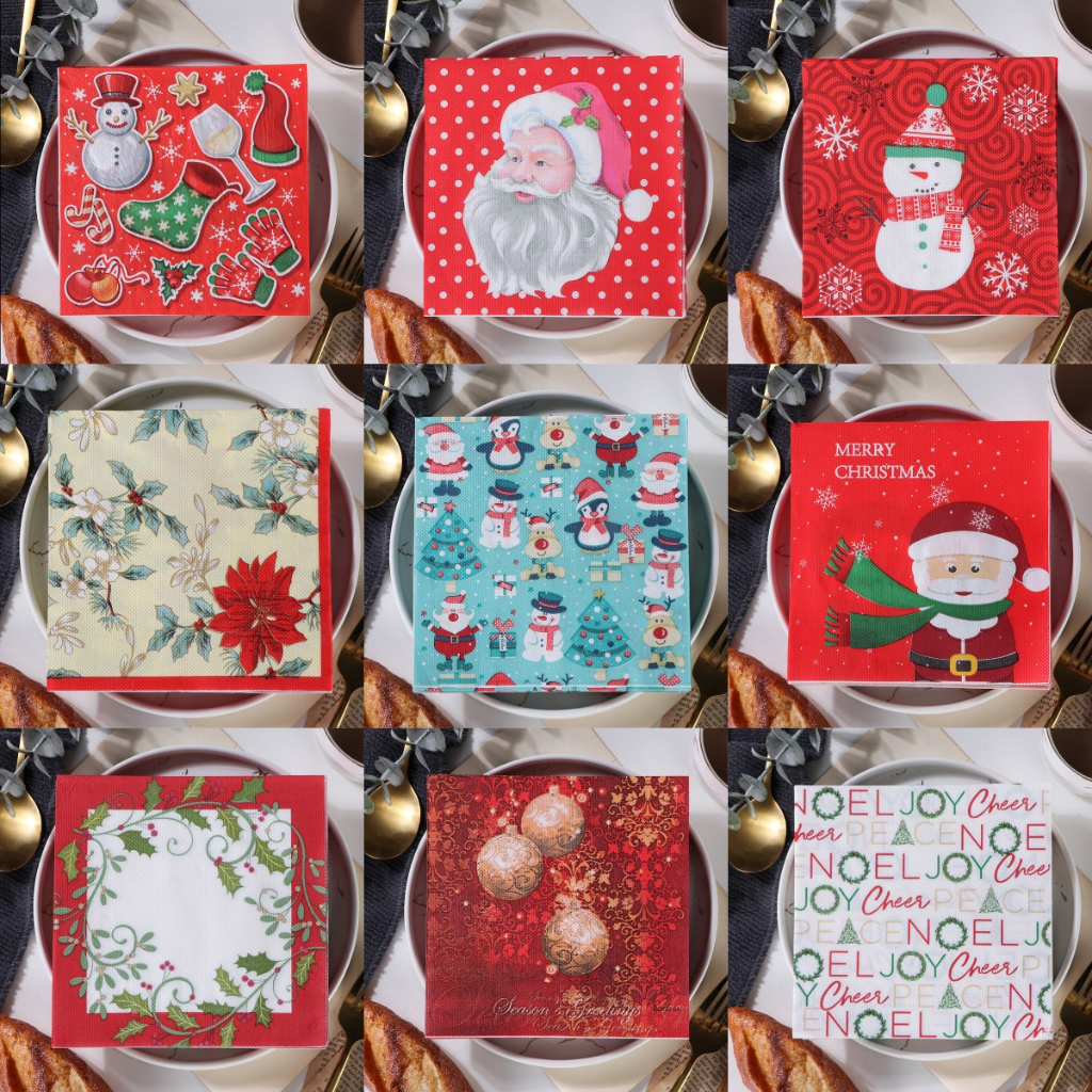 20pcs/pack Christmas Napkin for Birthday Party Decoration Supplies