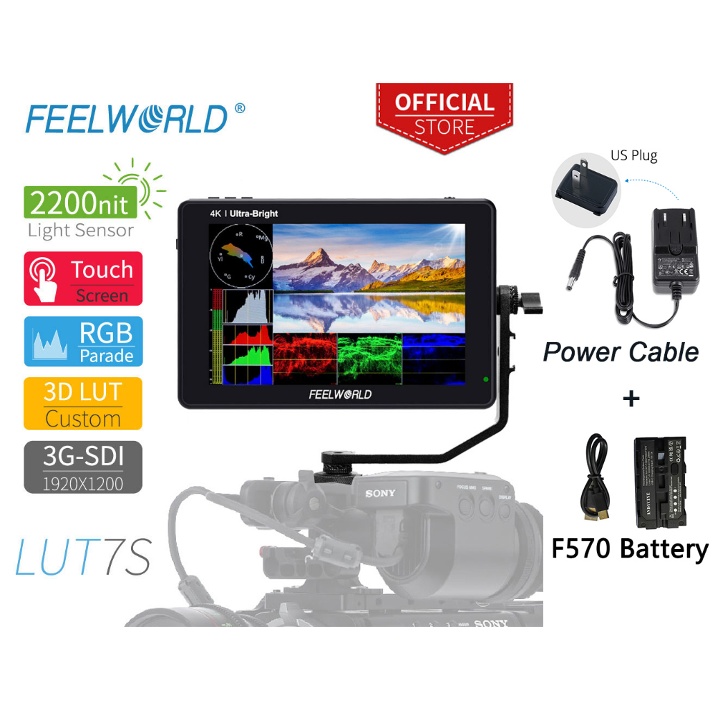 FEELWORLD LUT7S 7 Inch 2200nit Ultra Bright SDI Touch Screen DSLR ...