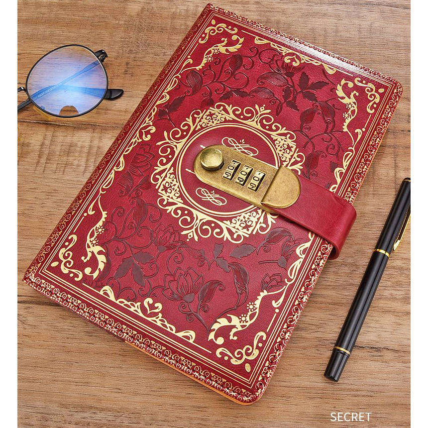 European Style A5 Locked Notebook Retro Code Book Creative High-End ...