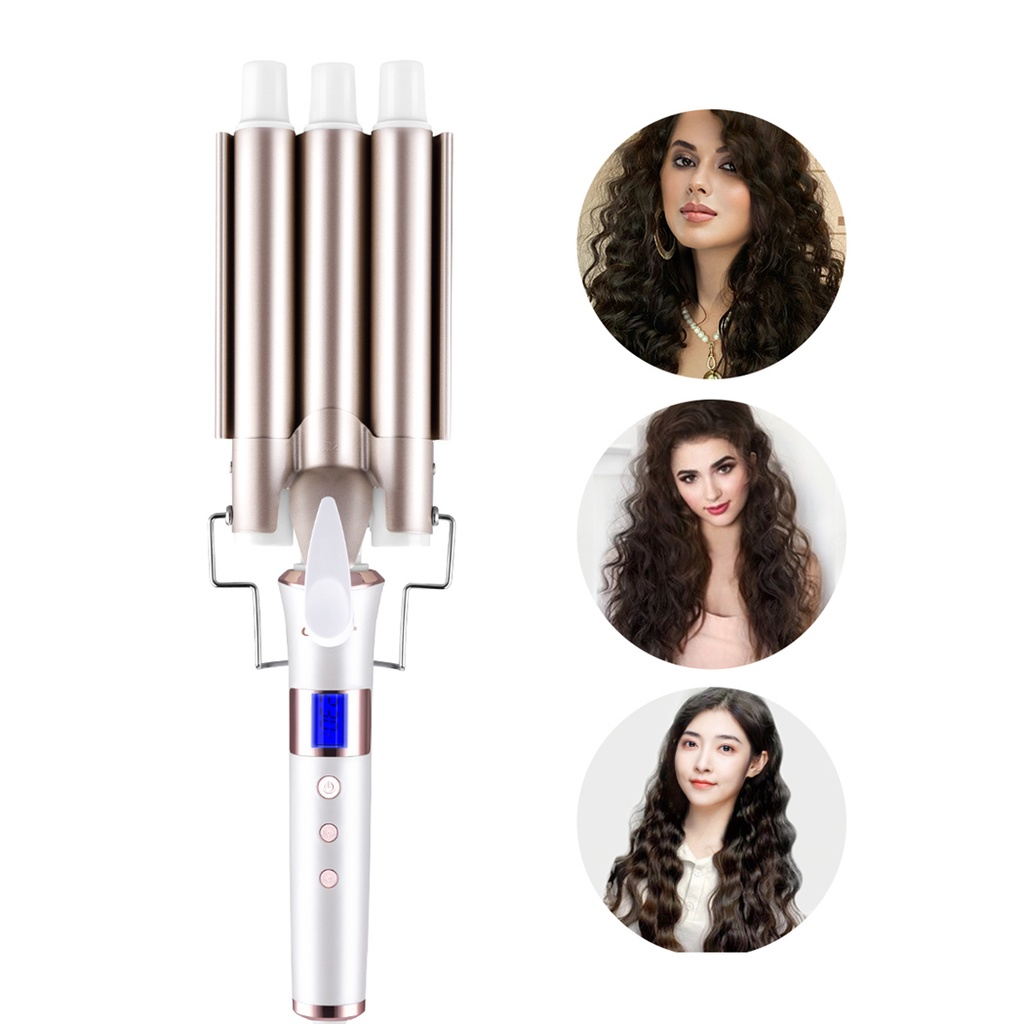 Ckeyin 3 Barrel Hair Waver Curling Wand Mermaid with 16 Speed