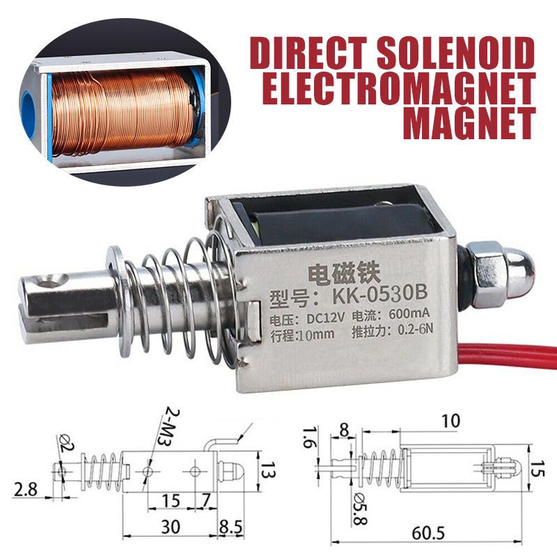Heschen Elektromagnet HS-0530B – DC 6 V, 5 N, 10 Mm Hub, Push-Pull, Offener Rahmen, 30x15,6x13 Mm