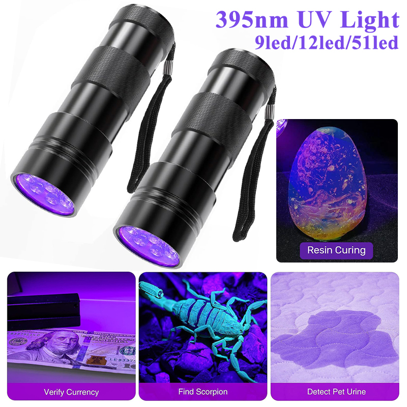 UV Flashlight With Batteries 395nm Handheld Black Light Flashlight For ...
